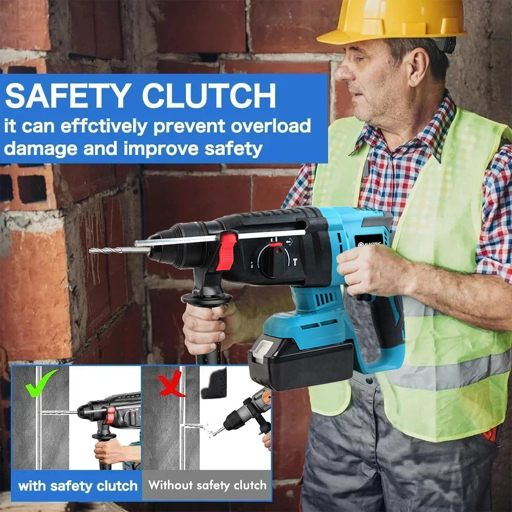 Electric Goddess Cordless Electric Impact Drill Electric Hammer Multifunctional Rotary Electric Pick 26mm for Makita 18V Battery