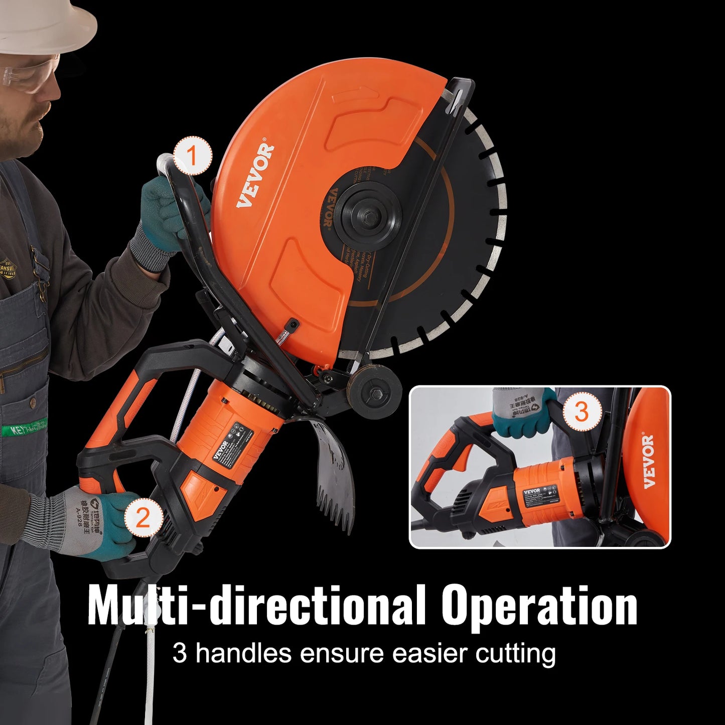 VEVOR Electric Concrete Saw 15A Motor Circular Saw Cutter with Max. 6 in Adjustable Cutting Depth Wet Disk Saw Cutter for Brick
