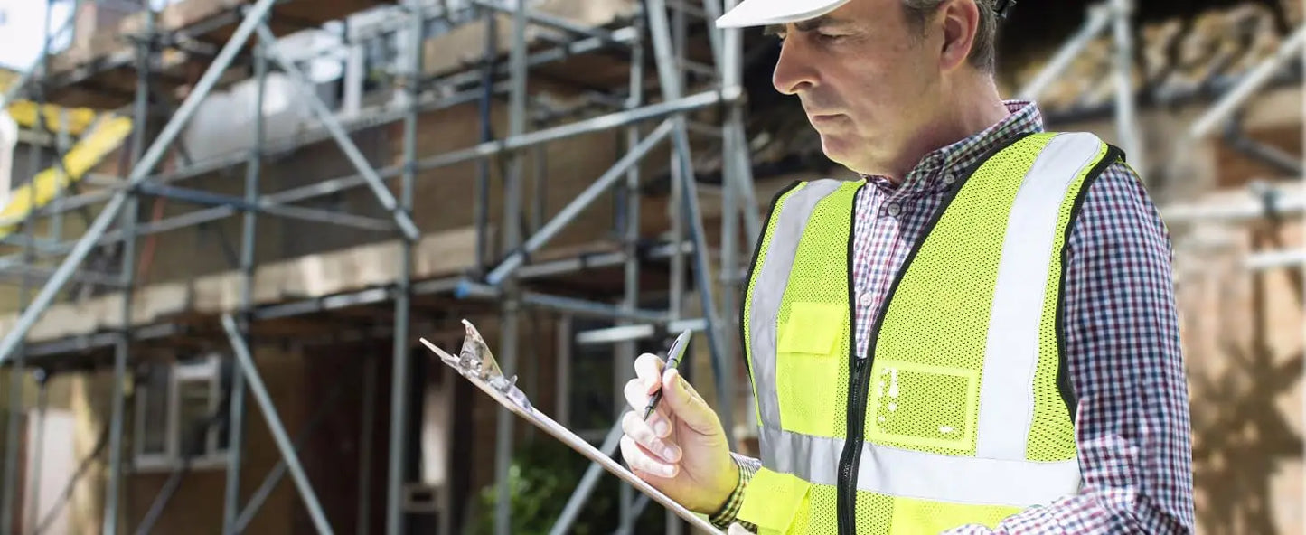 High Visibility Mesh Safety Vest for Men Reflective Vest Motorcycle Multi Pockets Construction Coat Orange Black Safety Vests