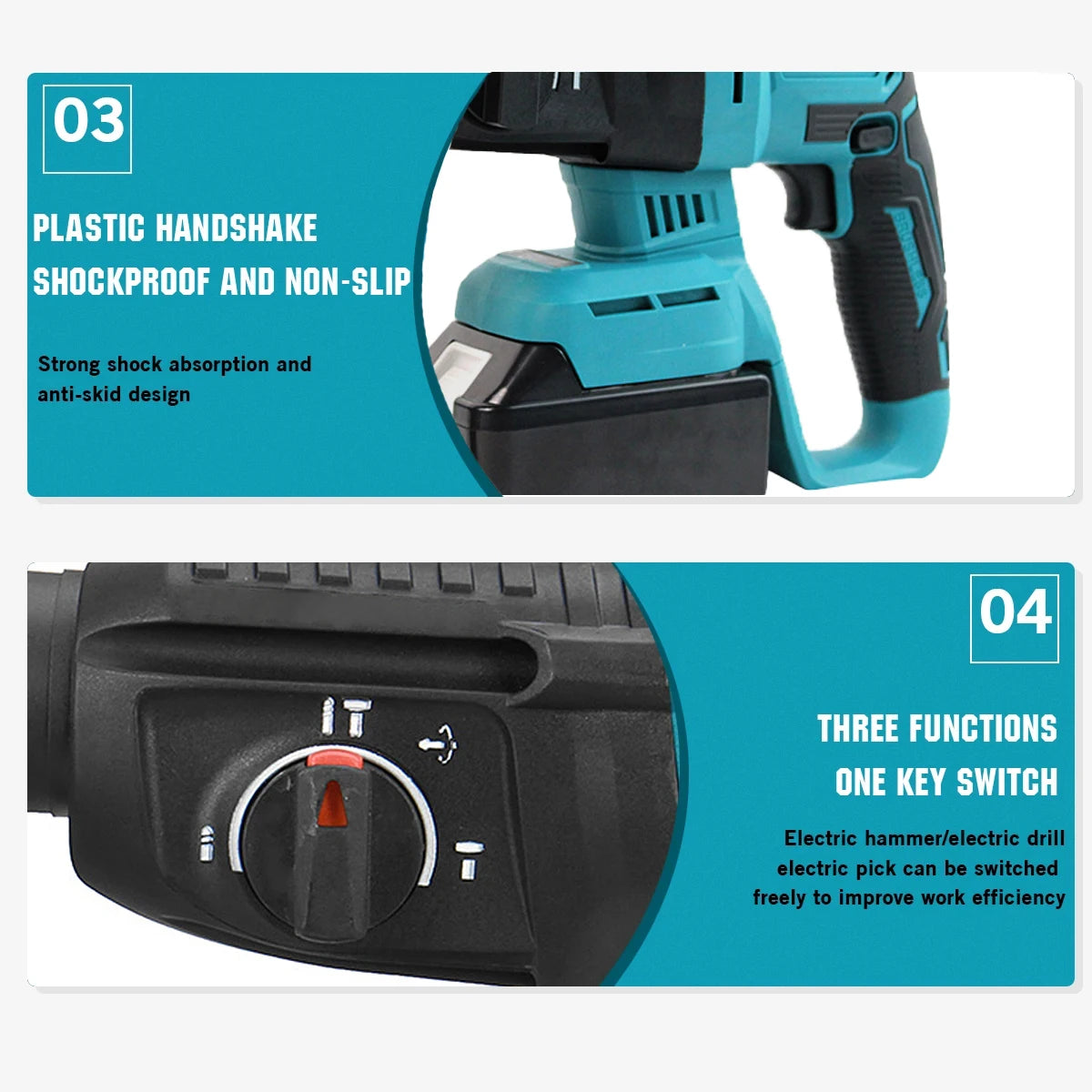 Electric Goddess Cordless Electric Impact Drill Electric Hammer Multifunctional Rotary Electric Pick 26mm for Makita 18V Battery
