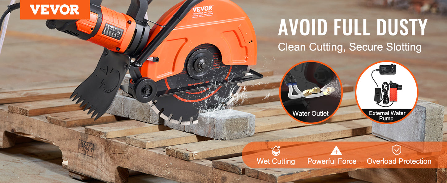 VEVOR Electric Concrete Saw 15A Motor Circular Saw Cutter with Max. 6 in Adjustable Cutting Depth Wet Disk Saw Cutter for Brick