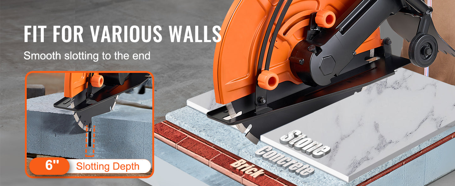 VEVOR Electric Concrete Saw 15A Motor Circular Saw Cutter with Max. 6 in Adjustable Cutting Depth Wet Disk Saw Cutter for Brick