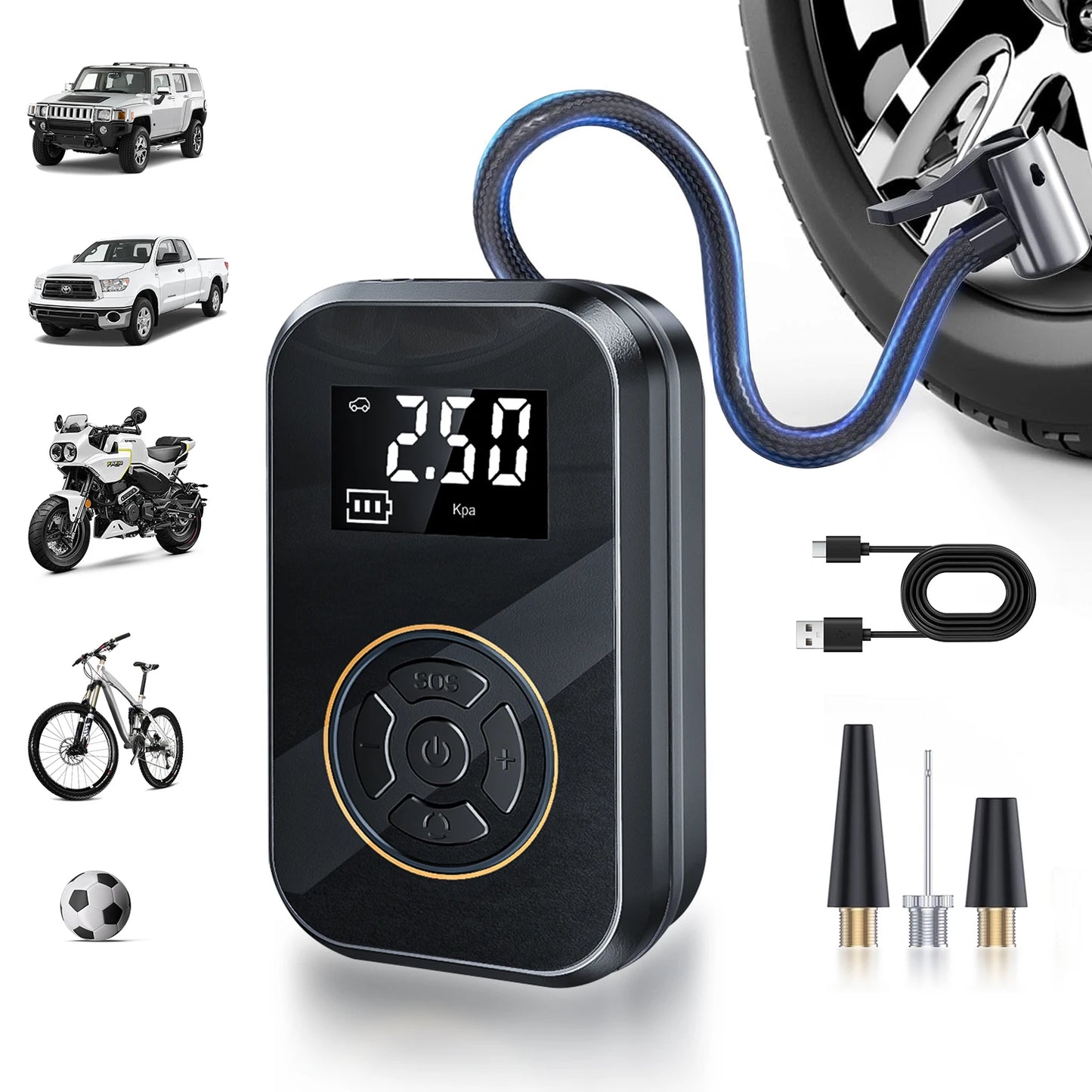 ABS Wireless Portable Car Air Pump Air Compressor 12V 150PSI Electric Tire Inflator Pump for Motorcycle Bicycle Car Tyre Ball