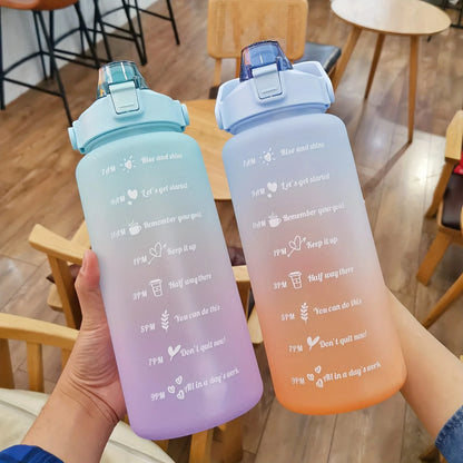 Water Bottle 2 Liter Stay Hydrated Motivated Leakproof Plastic Sport Bottle Reminder Times Sports Outdoor Fitness Office Indoor