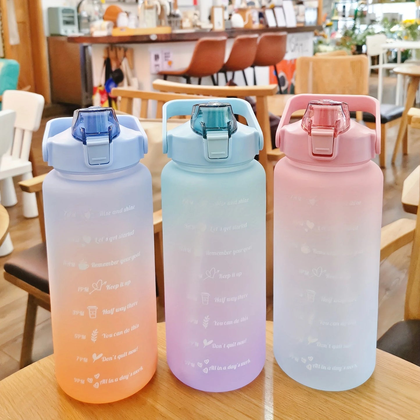 Water Bottle 2 Liter Stay Hydrated Motivated Leakproof Plastic Sport Bottle Reminder Times Sports Outdoor Fitness Office Indoor