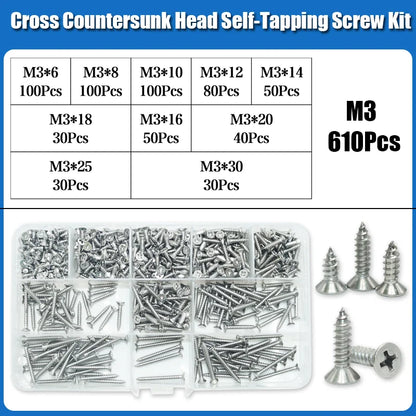 304 Stainless Steel Cross Recessed Countersunk Head Self-tapping Screw Cross Drive Flat Head Self Drilling Furniture Wood Screws