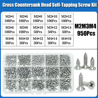 304 Stainless Steel Cross Recessed Countersunk Head Self-tapping Screw Cross Drive Flat Head Self Drilling Furniture Wood Screws