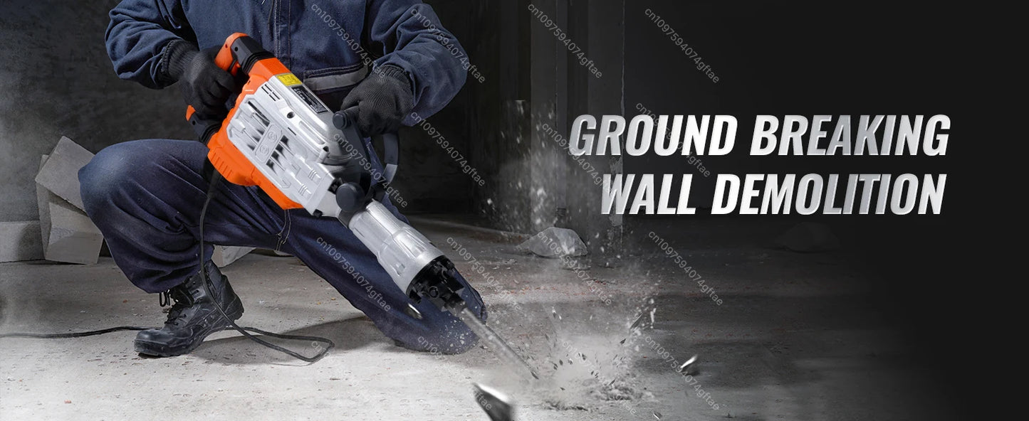 Demolition Jack Hammer Concrete Breaker  95A  Electric Hammer 2 Chisel Bits Drills for Demolition, Trenching, Chipping