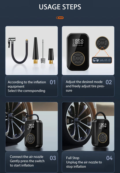 ABS Wireless Portable Car Air Pump Air Compressor 12V 150PSI Electric Tire Inflator Pump for Motorcycle Bicycle Car Tyre Ball