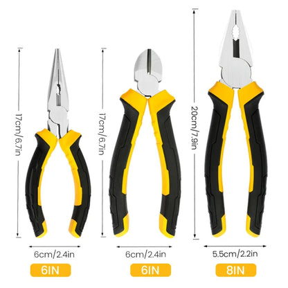 3 Types Of Pliers,Including 8-Inch Wire Pliers,6-Inch Pointed Nose Pliers, And Diagonal Pliers Suitable For Household Use