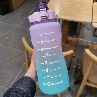 Water Bottle 2 Liter Stay Hydrated Motivated Leakproof Plastic Sport Bottle Reminder Times Sports Outdoor Fitness Office Indoor