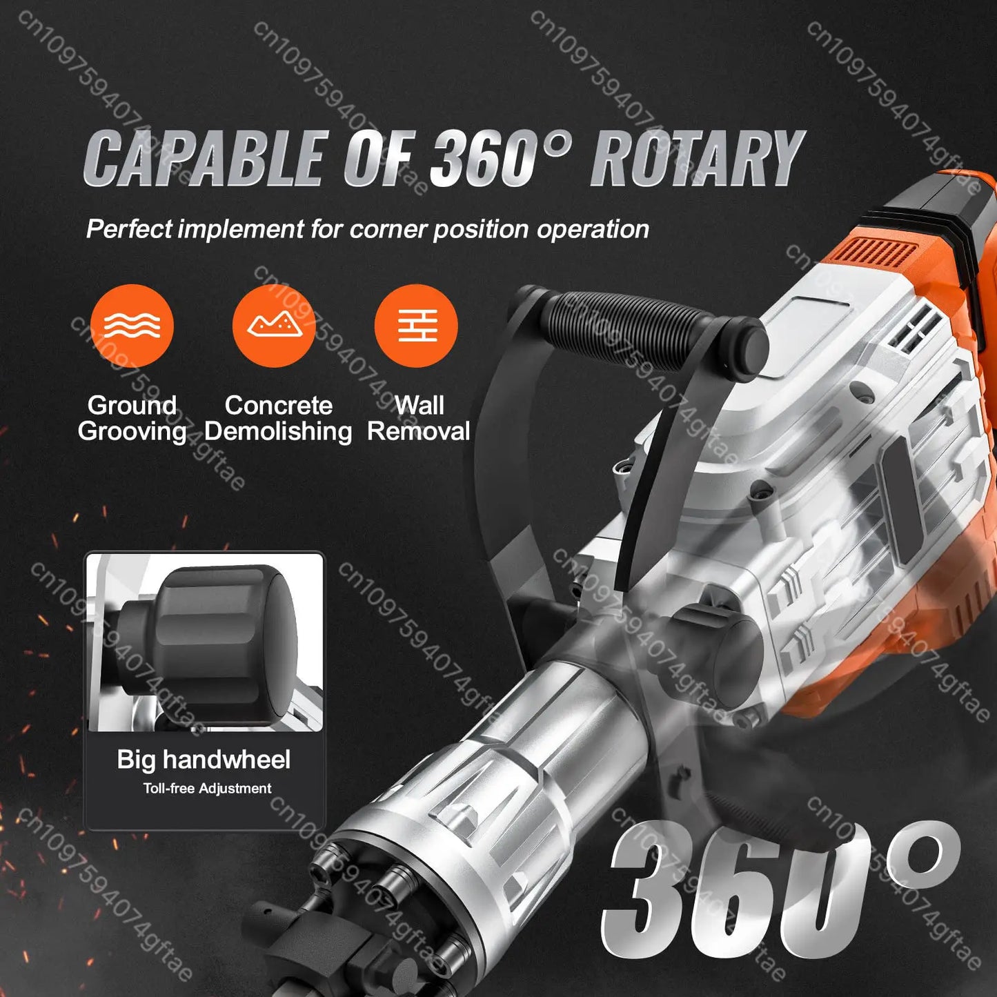 Demolition Jack Hammer Concrete Breaker  95A  Electric Hammer 2 Chisel Bits Drills for Demolition, Trenching, Chipping