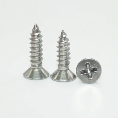304 Stainless Steel Cross Recessed Countersunk Head Self-tapping Screw Cross Drive Flat Head Self Drilling Furniture Wood Screws
